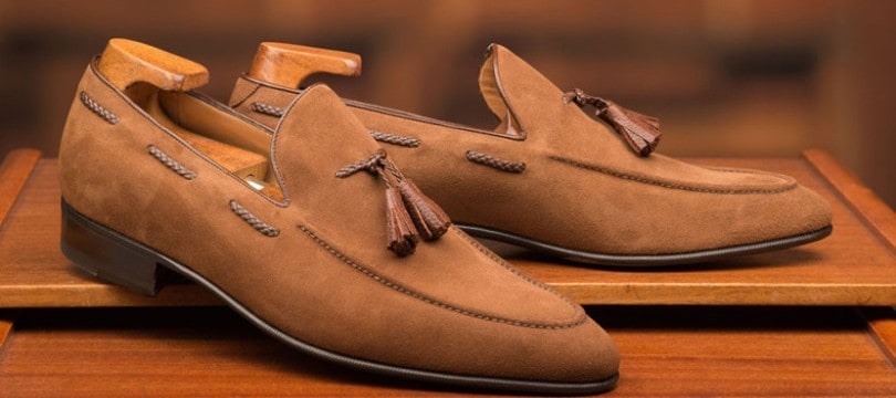 de loafer à pompon en cuir de daim Chaussures Homme Chaussures Chaussures homme Mocassins et chaussures sans lacets de loafer en cuir véritable fait à la main 