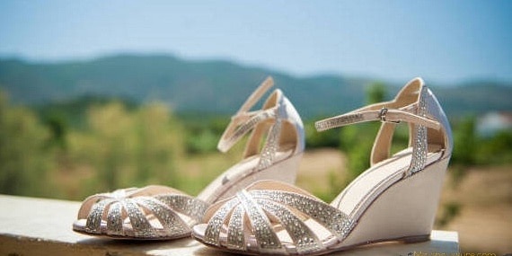 Chaussure compense mariage avec paillette